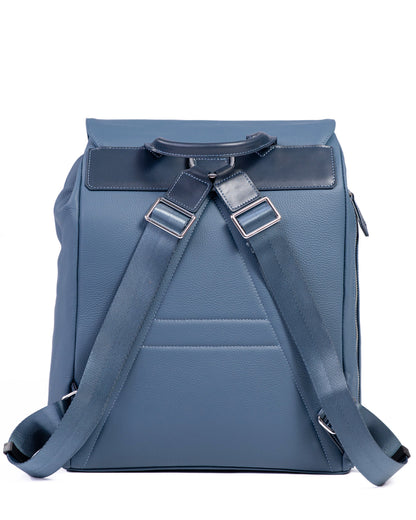 Blue backpack with straps on a white background