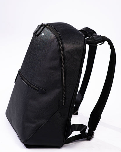 Black backpack on a white background