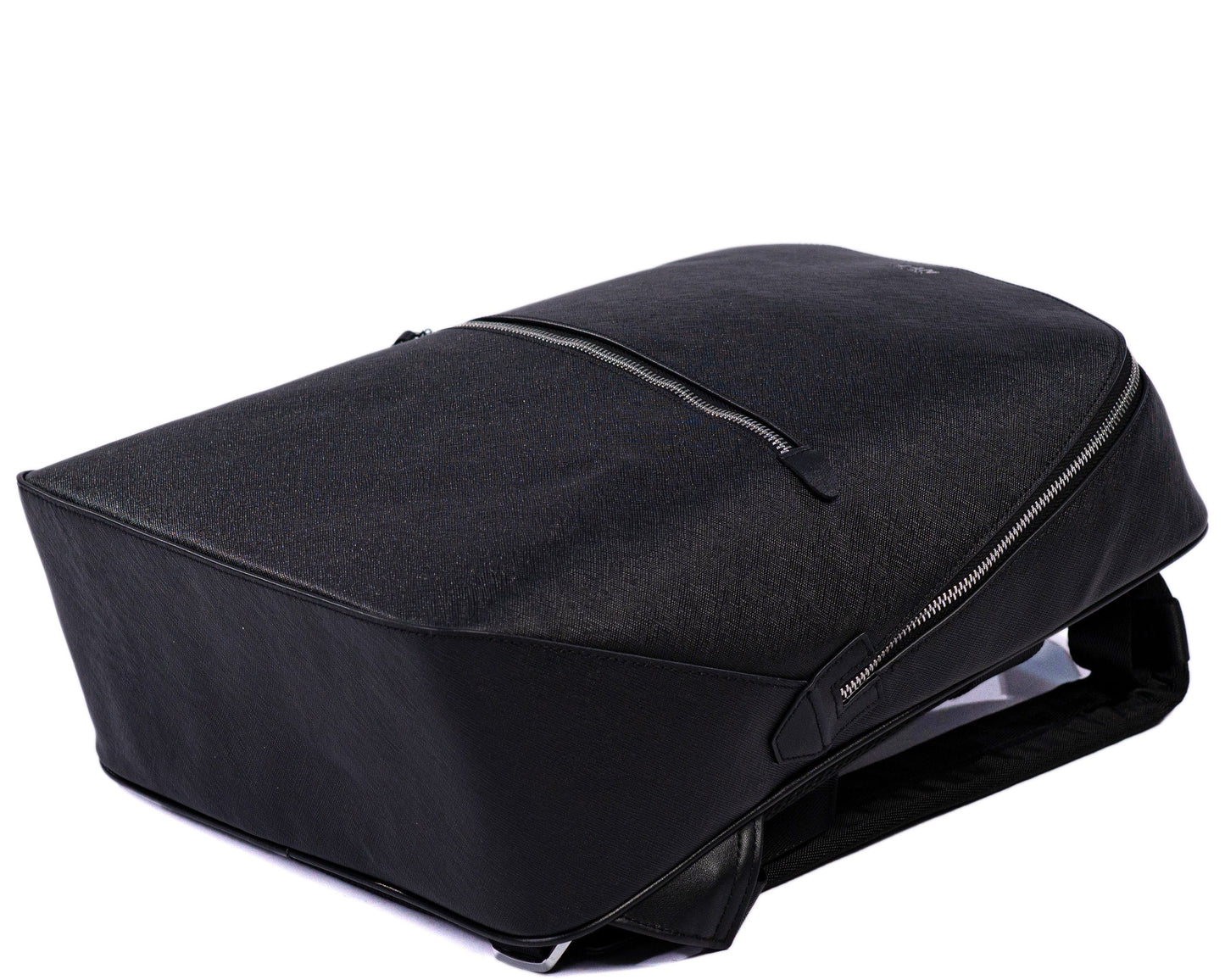 Black backpack on a white background