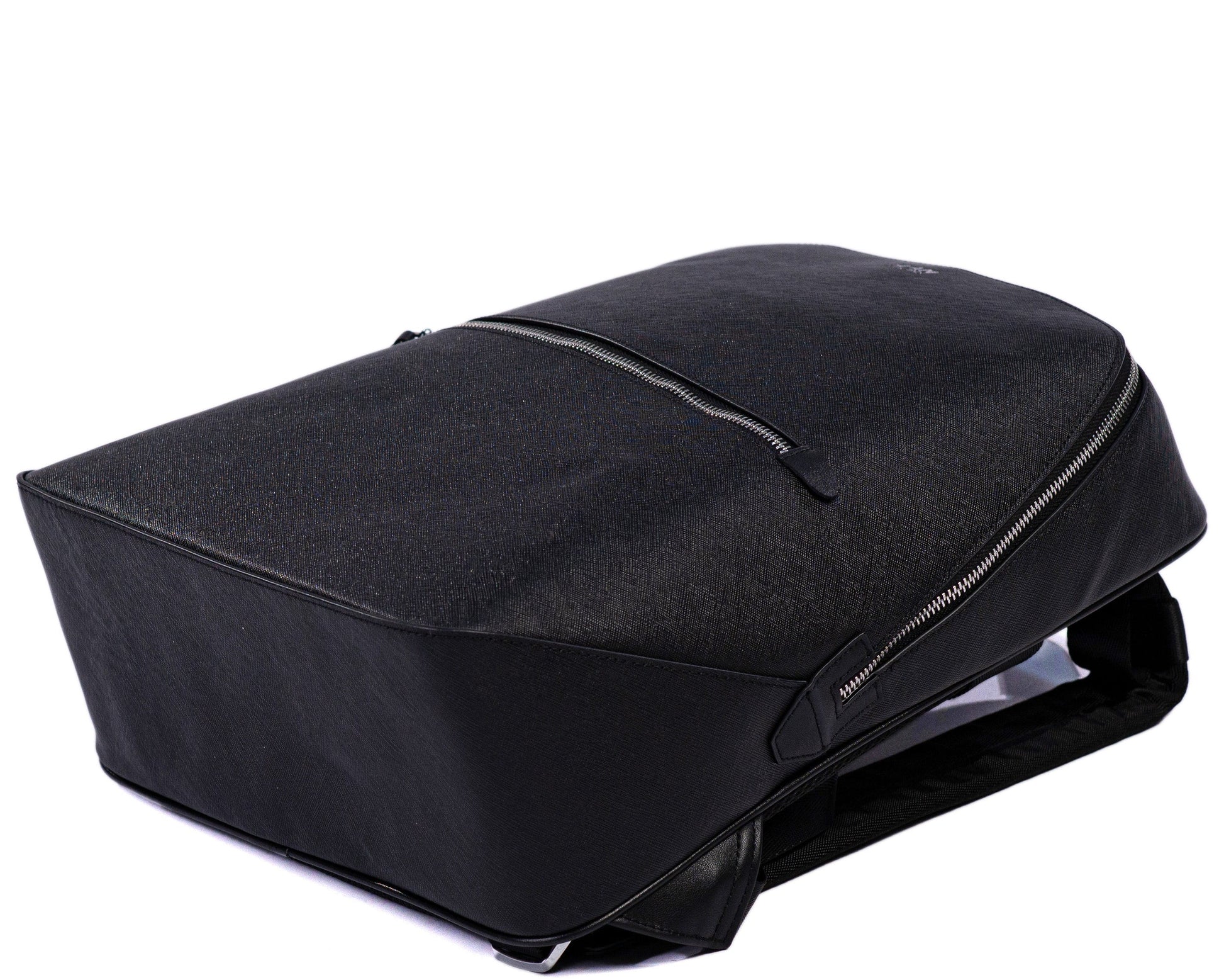 Black backpack on a white background