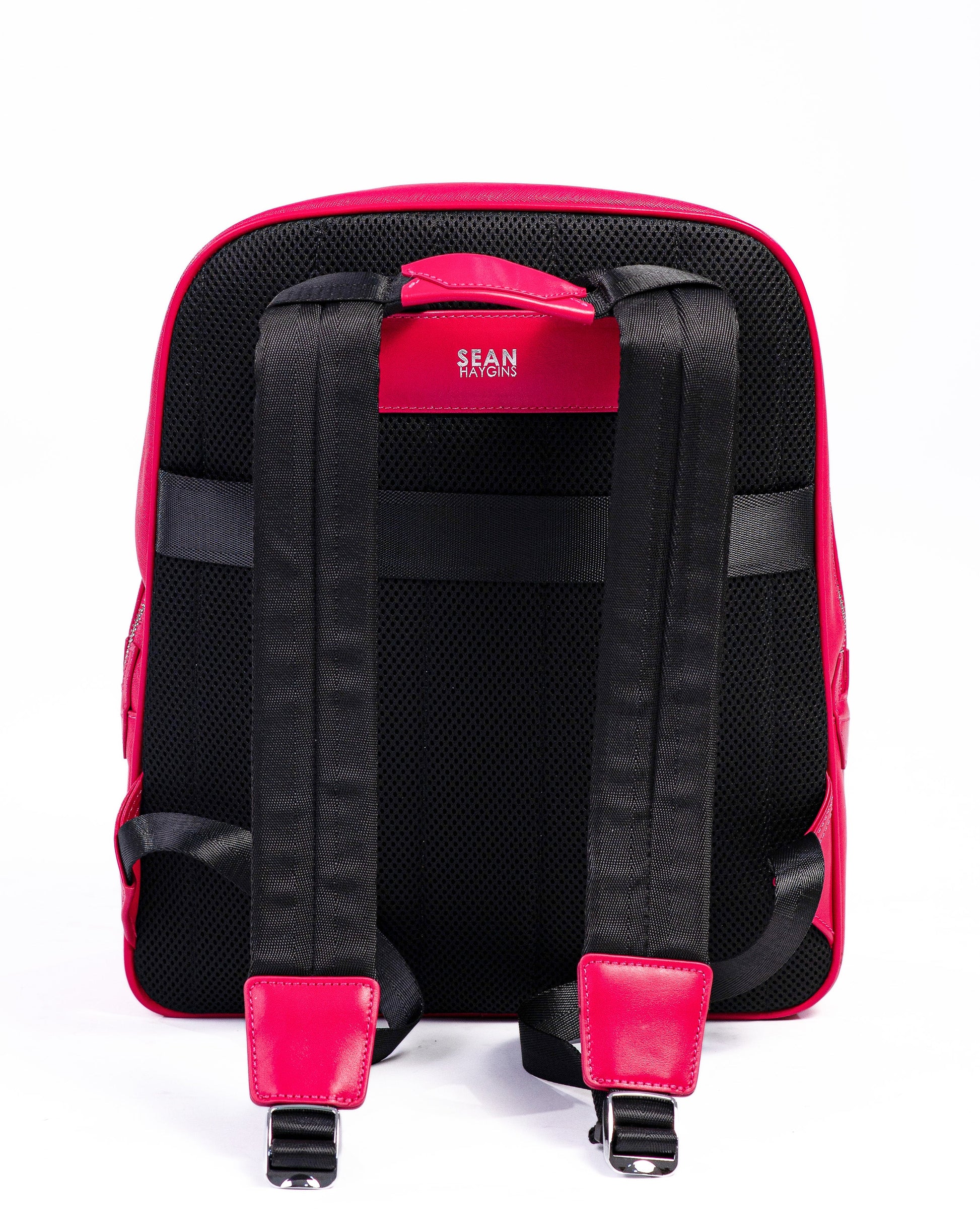 Backpack with pink straps on a white background