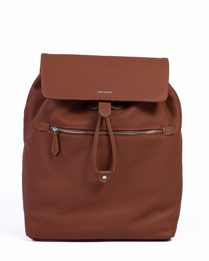 Brown backpack on a white background