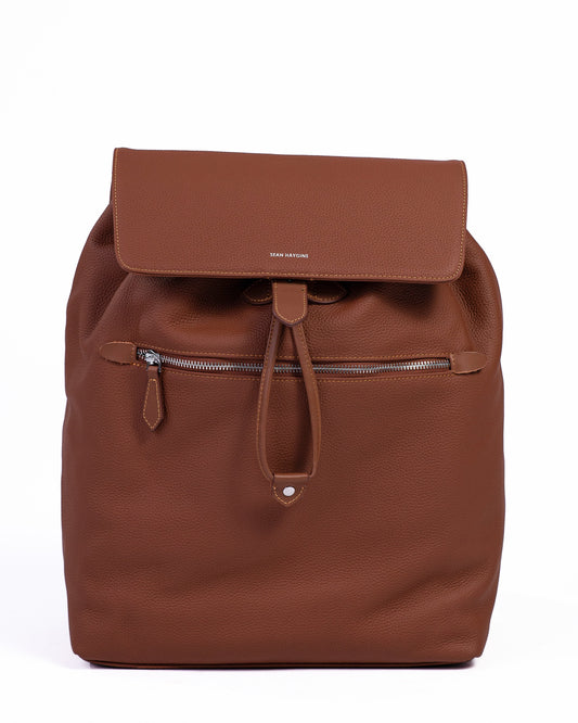Brown backpack on a white background