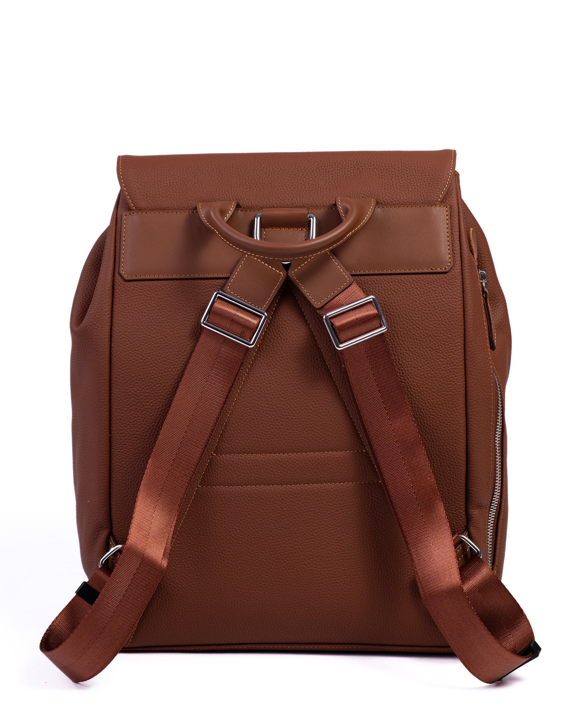 Brown backpack on a white background