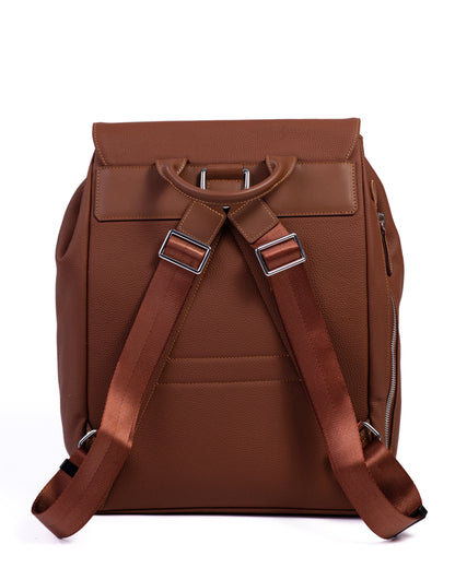 Brown backpack on a white background