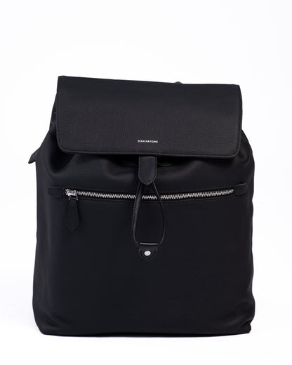 Black backpack on a white background