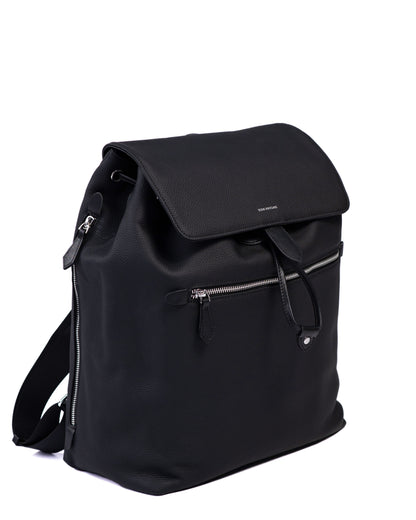 Black backpack on a white background