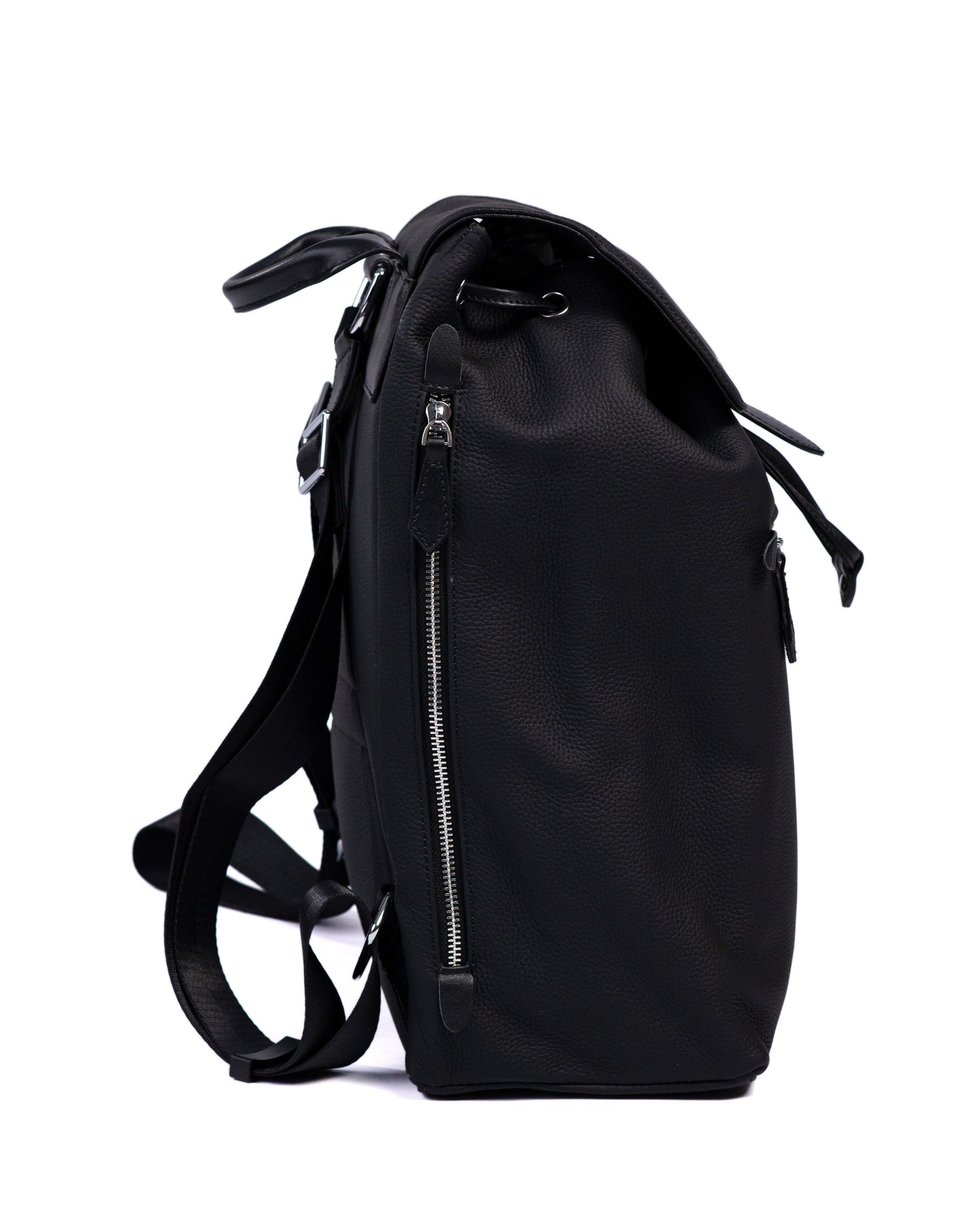 Black backpack on a white background