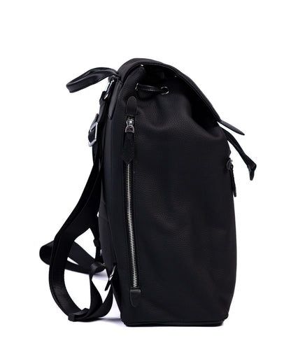 Black backpack on a white background